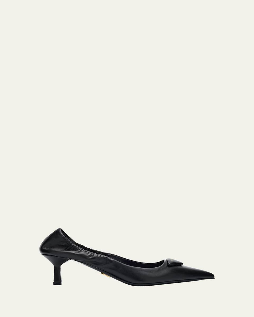 Triangle Logo Leather Pumps